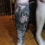 Tattoo by Teneile Napoli #TeneileNapoli #GarageInkManor #Australia #blackandgrey #realism #realistic #wolf #animal #forestlife #creature #stars #mandala #moon #nature