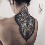 Tattoo by Ciara Havishya #CiaraHavishya #blackandPOCtattoos #POCtattoos #linework #floral #flowers #leaves #pattern #ornamental #mandala #meditative #dotwork