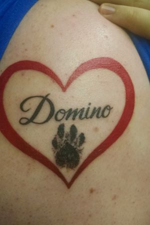 A heart for my first dog Domino and a paw print