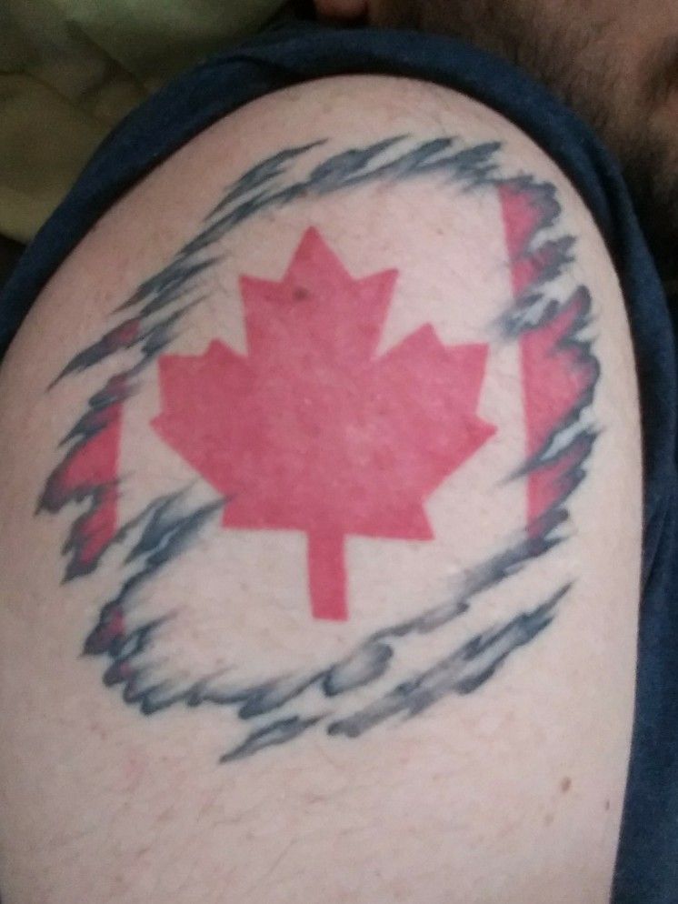 Canadian flag tattoo, Flag tattoo, Traditional tattoo