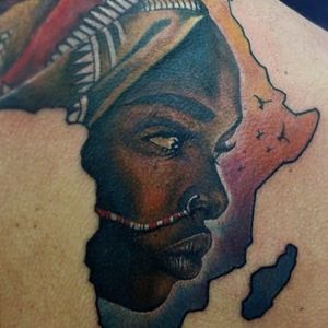 Found on Pinterest #Africa #blackgirl #colourtattoo #colortattoo 