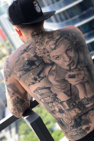 realistic tattoo at the back