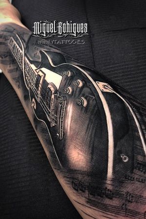 realistic tattoo guitar Les Paul, Gibson