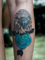 Eagle and Rose Blue Neo Traditional tattoo Águia e rosa azul Neo tradicional tattoo tatuagem