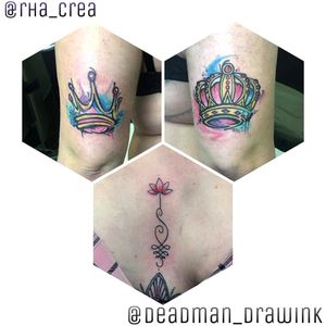 #queen #king #crowntattoo #watercolortattoos #elbowtattoo #chesttattoo #chestpiece #chest #lotustattoo 