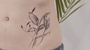 Dotwork tattoo - hip tattoo - plants @le.sinex 