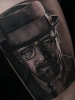 Black and grey Walter White Portrait tattoo