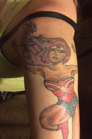 My version of Wonderwoman.  She is sporting my crazy colored hair..... 