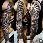 Black and grey realistic tattoo. Arm sleeve. #blackandgrey #realistic #armsleeve #sleeve #liontattoo #lion #eye #realism #patong #phuket #thailand