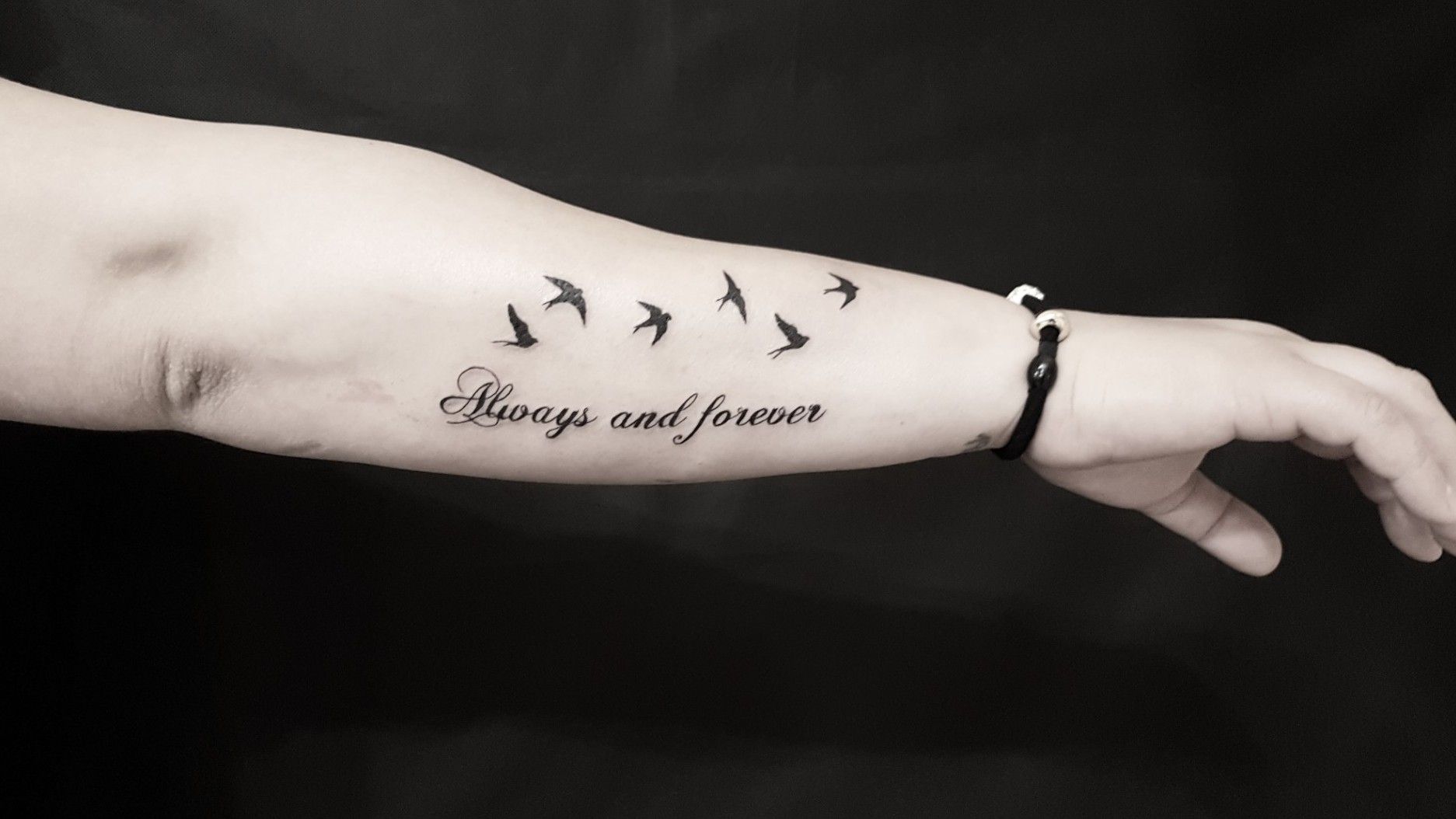Forever and always matching lettering tattoo for best