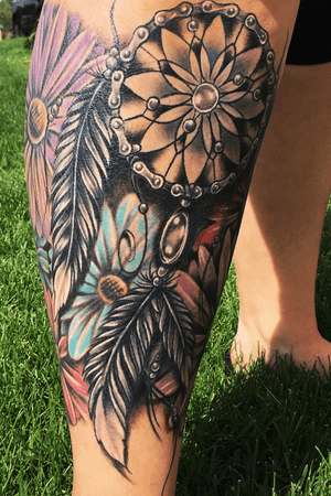 Tattoo Shop Ink Heaven - Half leg sleeve starter done !! #tattoo #tattoos  #legtattoo