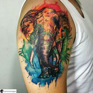 #Watercolor #Elephant #sketch #colorful 