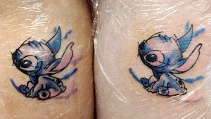 Tattoo number 4!! Mom (left) and I (right) got matching Stitch's on our legs#watercolor #sketch #stitch #liloandstitch #disney 