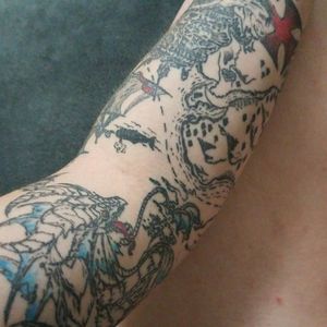 Here's more of my sleeve, inner bicep has a sea serpent and the rest is just more kraken and a map design to tie in with the theme