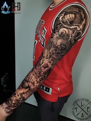 Outside section to this dragon vs tiger japanese oriental inspired sleeve. I was set the challenge to incorporate geo and mandala work throughout this sleeve as well.Insta: @leigh_tattoosFb: leighstcaFor all bookings an enquiries contact me directly at my Fb page: leighstca@heliostattoo - 10% off discount code: Leigh10@h2oceanloyalty...#goldcoast #tattoo #tattoos #tat #inspirationtattoo #tattooist #tattooartist #tattooart #ink #inked #tattooedgirls #tattooedguys #inkgeeks #follow #followme #bestoftheday #greywash  #heliostattoo #sullenclothing #blxckink #Loyalty4Life #H2Ocean  #japanesetattoo #dragontattoo #tigertattoo #orientaltattoo #mandalatattoo #geometrictattoo #dotwork #geometric