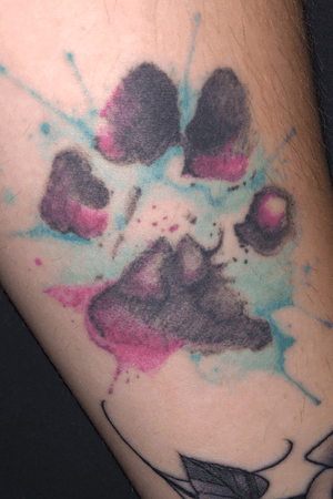 Tattoo of my dogs paw print in memory of her passing away #Tia #pawprint #watercolor 