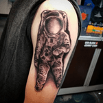 Astronaut, beginning of sleeve. #space #astronaut #surrealtattoo 