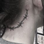 Tattoo by Hanna Sandstrom #HannaSandstrom #barbedwire #blackandgrey #linework #metal #wire #oldschool #Illustrative