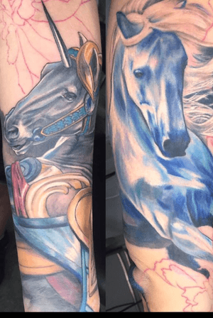 #tattoo #tattoos #ink #realism #realismtattoo #horse #unicorn #carousel #inktattoo #skinart #neotradeu #traditionalartist #redemptiontattoocare #🐎 #🦄 #刺青 #紋身 #皮下組織 #寫實 #寫實刺青 #馬 #獨角獸 #kaun
