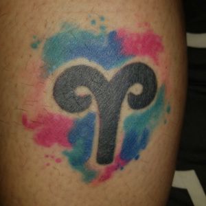 Aries symbol with my 2 favorite colors in watercolor