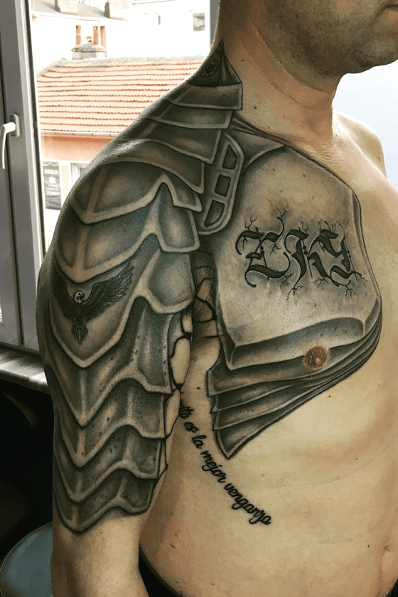 shoulder armor tattoo