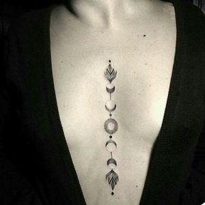 Sternum #tattoo #moon #flower
