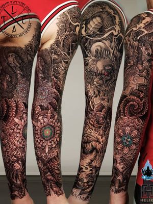 Full 4 sections to this dragon vs tiger japanese oriental inspired sleeve. I was set the challenge to incorporate geo and mandala work throughout this sleeve as well.Insta: @leigh_tattoosFb: leighstcaFor all bookings an enquiries contact me directly at my Fb page: leighstca@heliostattoo - 10% off discount code: Leigh10@h2oceanloyalty...#goldcoast #tattoo #tattoos #tat #inspirationtattoo #tattooist #tattooartist #tattooart #ink #inked #tattooedgirls #tattooedguys #inkgeeks #follow #followme #bestoftheday #greywash  #heliostattoo #sullenclothing #blxckink #Loyalty4Life #H2Ocean  #japanesetattoo #dragontattoo #tigertattoo #orientaltattoo #mandalatattoo #geometrictattoo #dotwork #geometric