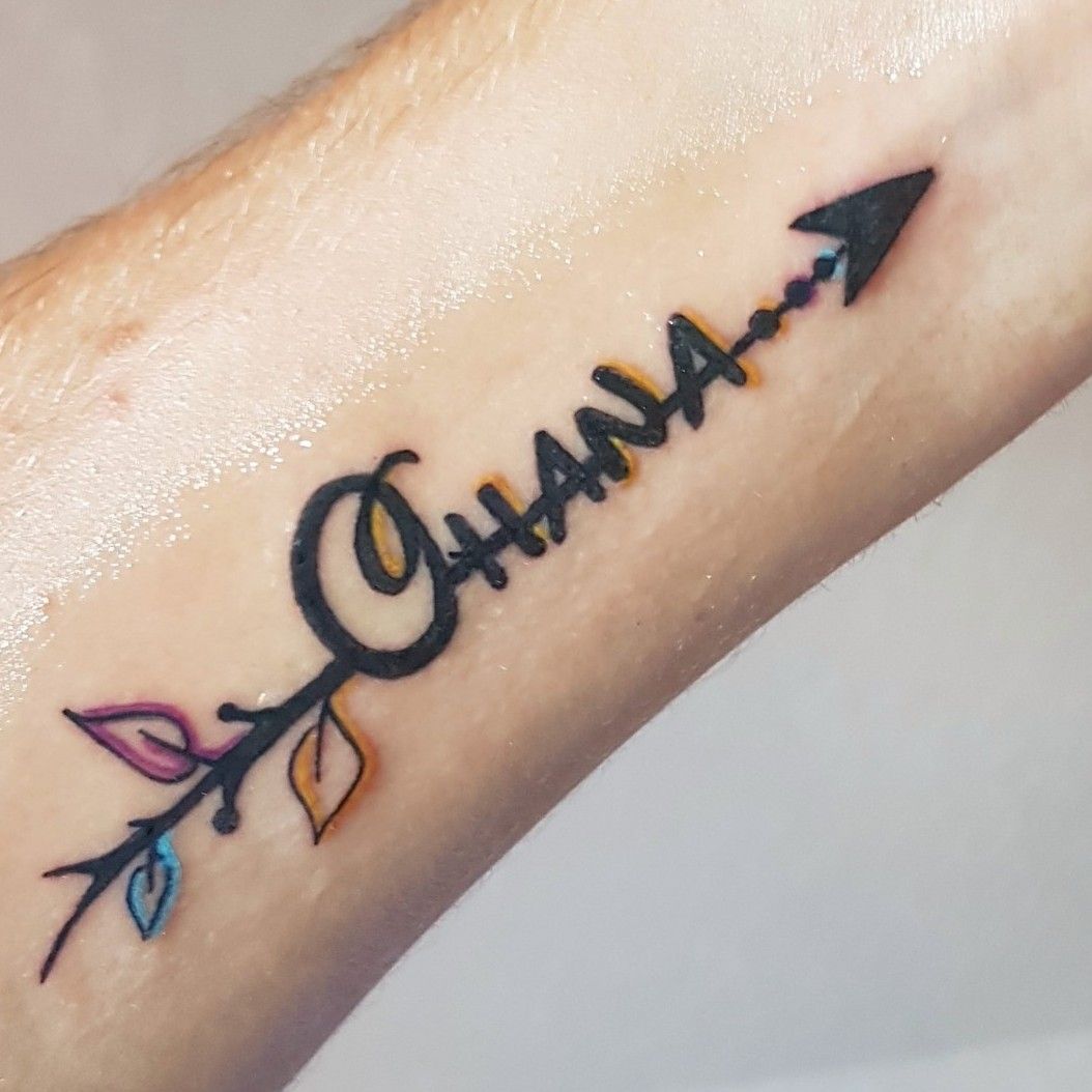 Tattoo uploaded by steffenwuerger376 • OHANA means family. ❤ #secondone #2  #love #siblings #family #proudbrother #youngestsibling #RedFlagTattoo  #yellow #watercolor #Ohana #arrow #underarmtattoo • Tattoodo