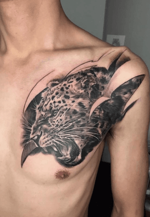 #tattoo #tattoos #ink #realismtattoo #realism #blackandwhite #blackwork #leopard #🐆 #寫實 #寫實刺青 #刺青 #豹 #大貓