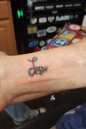Clients own design that she created for baby Luke, in her own handwriting 