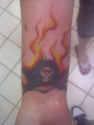 Libra Zodiac with skull and flame