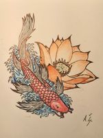 My first tattoo drawing posted here. Hope you guys like it. #koitattoo #koifish #lotustattoo #lotusflower #lotus #firsttattoo #drawing #tattoodrawing #arminassulskis