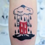 Tattoo by Woozy #Woozy #besttattoos #ilustrative #comic #rain #tears #cloud #surreal #strange #drawing