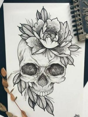 #skulltattoo  #flowertattoo #sketch 