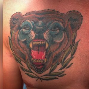 Bear tattoo on my chest#bear #chesttattoo #grrrrr 
