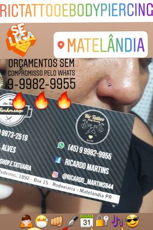 Perfuração  piercing no nariz, obrigado  pela confiança!!!🔥🔥🔥