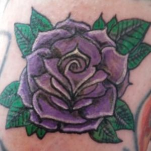 Out of place rose in purple, Dragon Green, white, gray, lining and wash black.  : )