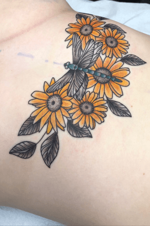 My first tattoo, sternum piece that reminds me of home 🌼🌞 done by Alicia Thomas at BTC Somerville 