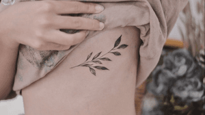 Rib Tattoo - Broom Leaves - linework - blackwork