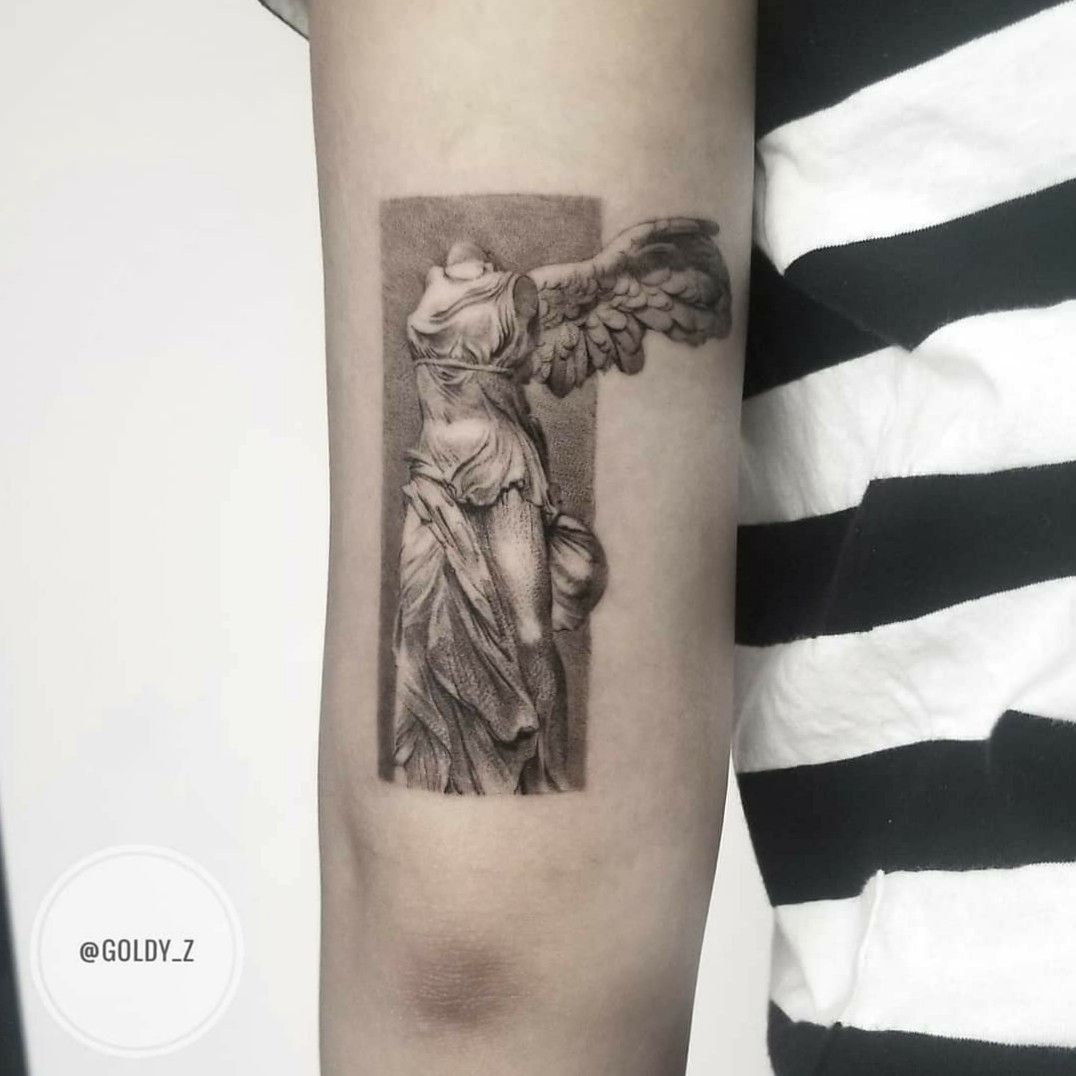 Riverside Tattoo Parlor  The Winged Victory of Samothrace also called the Nike  of Samothrace is a 2ndcentury BC marble sculpture of the Greek goddess  Nike Victory The tattoo is a 2019