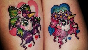 Cute friendship unicorns from today #inked #instatattoo #tattooartist #tattooed #legtattoo #tattedup #tatted #inkedup #tattoos #tattooist #tattooart #ink #inkedlife #inkwell #tattoo #inkaddict #fkirons #eternalink #tattoopen #tattoomafia #cutetattoo #cute #chibi #kawaii #unicorn #pony
