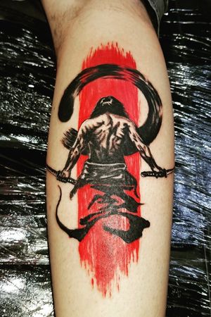 Samurai trash polka tattoo from today. #tattoo #tattoos #tats #legtattoo #tattooartist #kurosumi #dragonflytattoo #samurai #trashpolka #blacktatt #blackandgrey #blackandred #kanji #fkirons #tattooideas #linework #japanese #japanesetattoo #samuraitattoo #pictures #picoftheday #instaart #instashare #instagood #instagram