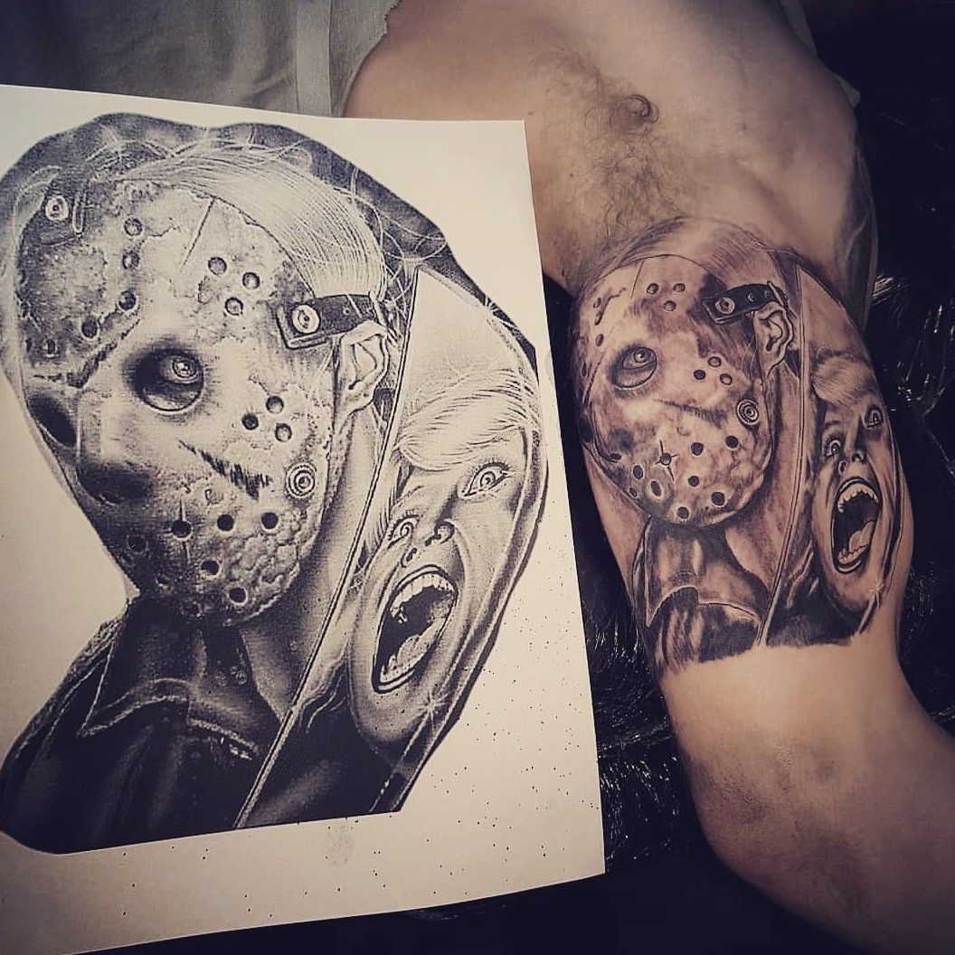 Harlequin Tattoos Ltd  Jason voorhees up for grabs If youre a horror fan  then this is for you Been watching the Friday 13th films and was in the  mood to create