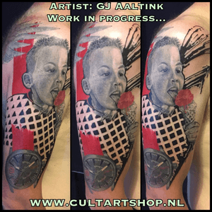 New part to this trash polka sleeve....! #cultart #netherlands #dutchtattoo #trashpolka #tattooartist #tattooart #nijverdal #freehandtattoo 