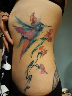 My lovely tattoo #coverup #watercolor #bird #flowers #riga #milakrazzoo #latvia #colortattoo 