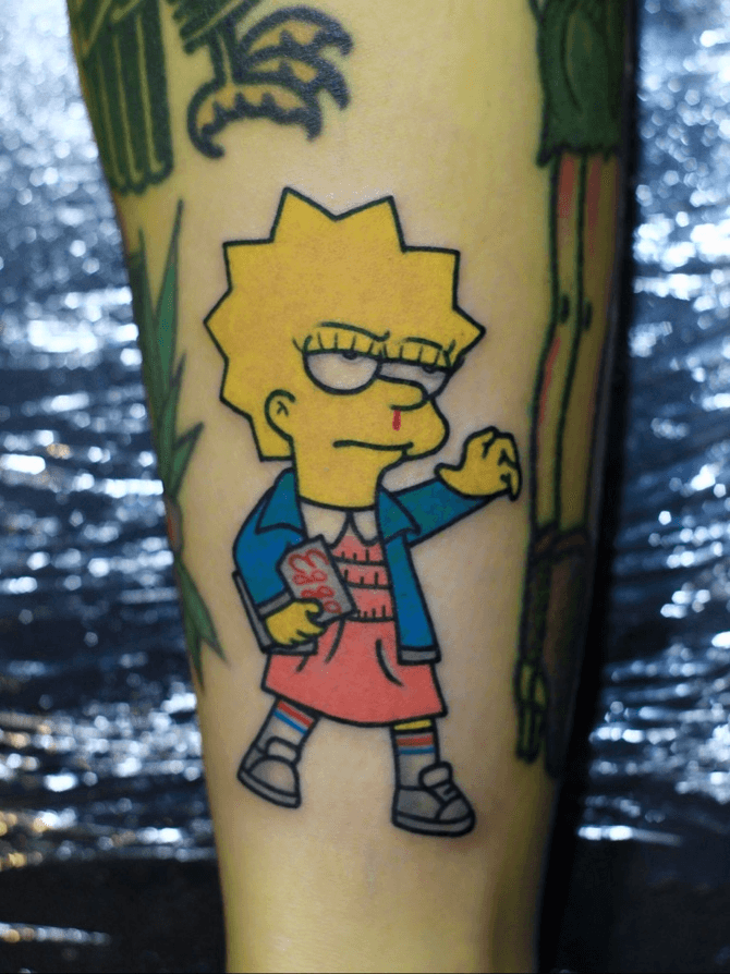 Bart  Lisa Simpson tattoo  Simpsons tattoo Alien tattoo Small tattoos