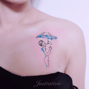 Tattoo by Momo tattooist. Guangzhou Tattoo - #Justtattoo #GuangzhouTattoo #OriginalTattoo #TattooManuscript #TattooDesign #realism #realismtattoo #watercolortattoo #watercolor #umbrella #umbrellatattoo #formomtattoo #mathertattoo 
