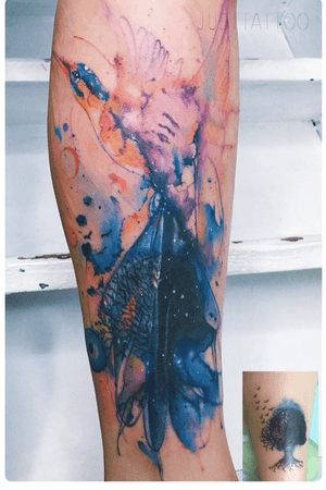 Tattoo by Momo tattooist. Guangzhou Tattoo - #Justtattoo #GuangzhouTattoo #OriginalTattoo #TattooManuscript #TattooDesign #TattooFemaleTattooist #watercolor #watercolortattoo #coveruptattoo #coverup #ink #inktattoo #bird #birds #birdtattoo 
