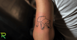 Elephant arm tattoo geomatric line 