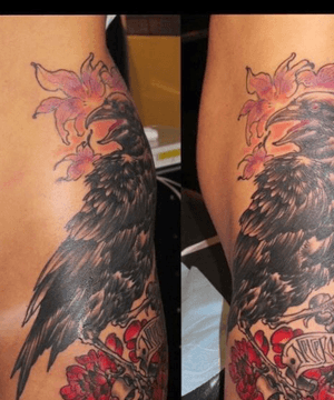 Nevermore crow from Mimissikuite at the time he was at Tin-tin Tattouage Paris